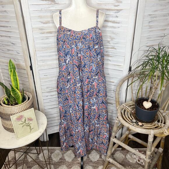 KNOX ROSE Women's L Off The Coast Tiered Midi Peasant Dress NWT Multi Floral - Picture 15 of 16